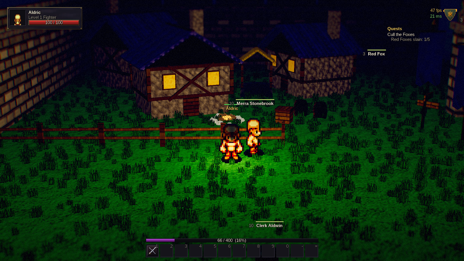 Lantern light spilling across a dark village at night